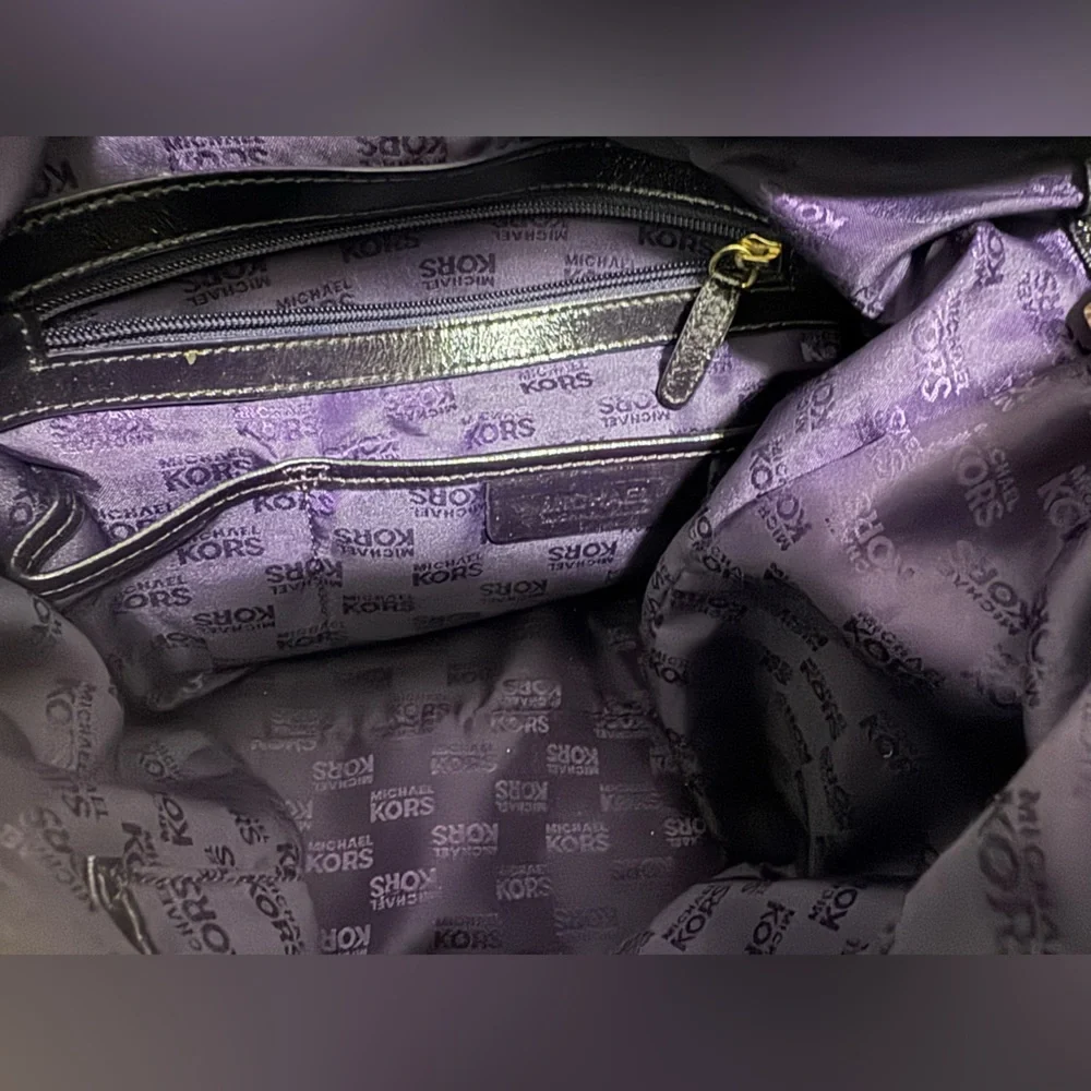 Michael Kors deep purple/black crocodile patent leather purse